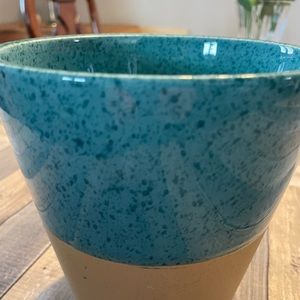 Pottery Planter turquoise and natural color